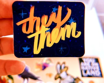They/Them Stars & Pronouns 2" Vinyl Sticker