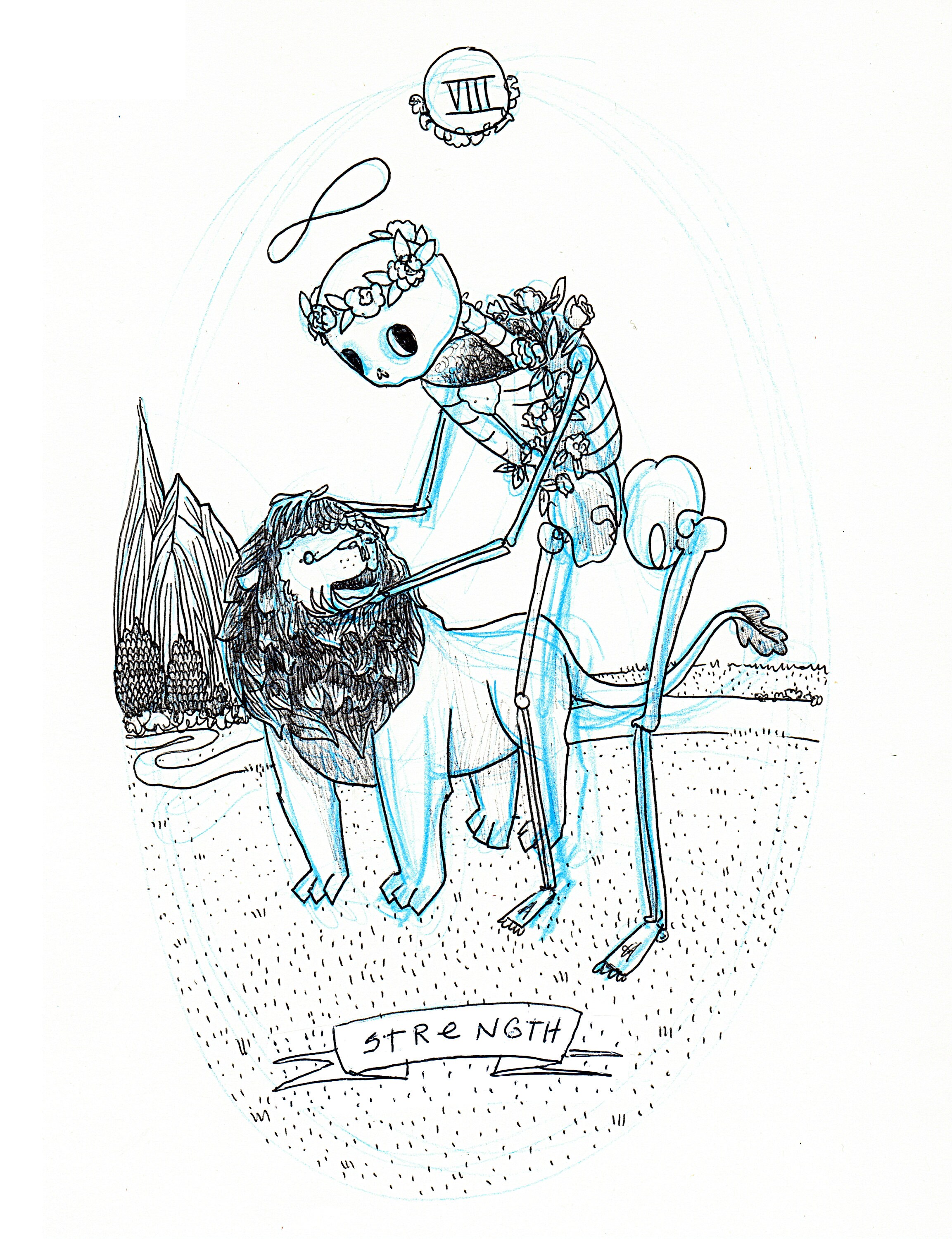 Strength Tarot Card Major Arcana Art Print From the Skeleton - Etsy Israel