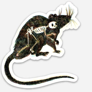Rat skeleton sticker, water bottle sticker, laptop sticker, waterproof vinyl sticker of a rat with a human skeleton inside