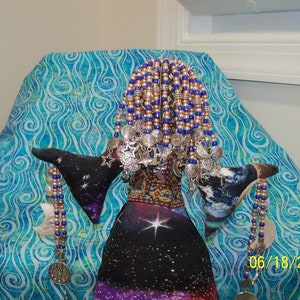 Sale OOAK Celestial Goddess Farrah Love You To The Moon and Back handmade beaded cloth art doll 11 1/2 inches image 7