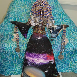 Sale OOAK Celestial Goddess Farrah Love You To The Moon and Back handmade beaded cloth art doll 11 1/2 inches image 8