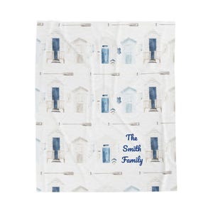 Coastal Family Blanket, Throw Blanket, Personalized Nautical Decor Customized Beach Decor, Nautical Blanket Gift, Ocean Themed Bedding