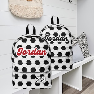 Soccer Back to School Unisex Backpack, Sports Bag, Athletic Schoolbag, Team Sport Rucksack, Soccer Fan Gear