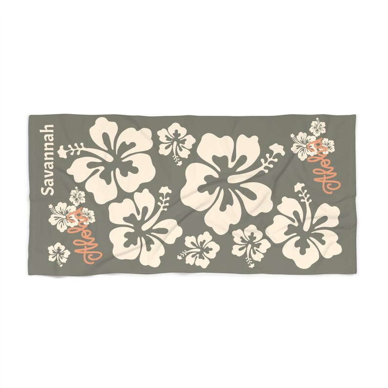 Personalized Aloha Beach Towel - Custom Name, Gift for Beach Lover, Tropical Vacation Essential, Summer Pool Towel, Hawaiian Design image 3