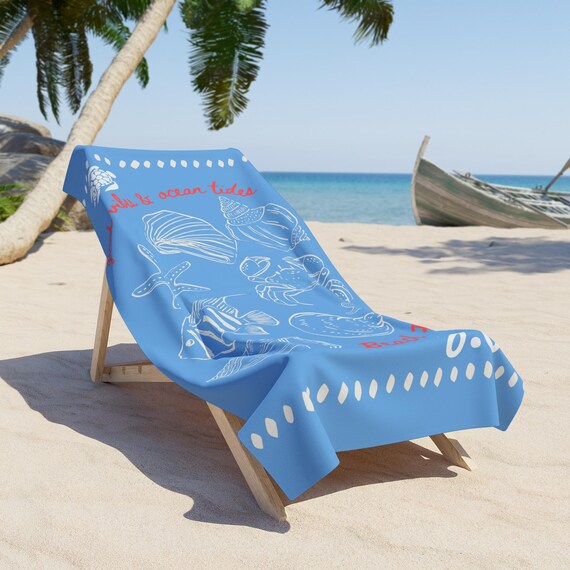 Personalized Seashell Beach Towel, Custom Initials, Monogrammed Towel, Summer Vacation Essential, Beach Gear, Poolside Accessory, Gift for