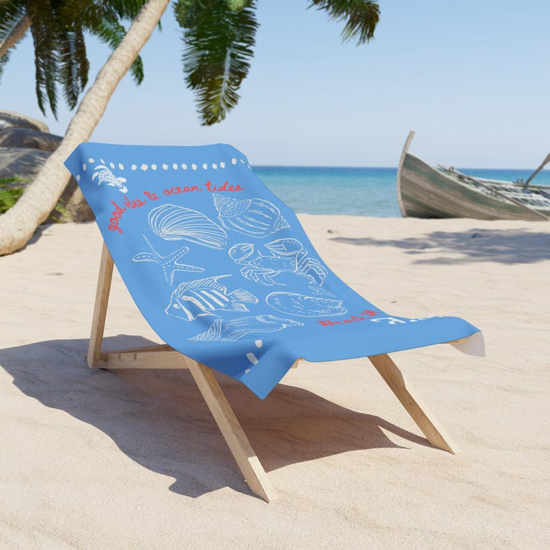 Toalla de playa personalizada con conchas marinas, iniciales personalizadas, toalla con monograma, esencial para las vacaciones de verano, equipo de playa, accesorio para la piscina, regalo para imagen 4