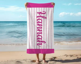 Personalisiertes Strandtuch Benutzerdefinierter Name Strandtuch, Tropisches Urlaubstuch, Monogramm-Tuch, Sommergeschenk, Ozean übergroßes Strandtuch
