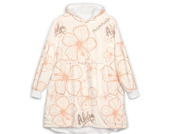 Poncho da spiaggia personalizzato, coperta con cappuccio personalizzabile per adulti, regalo di compleanno unico, poncho estivo oversize e accogliente, per le vacanze in campeggio