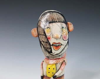 ORIGINAL Hand Built Collectable Ceramic Figure "Love Bug"