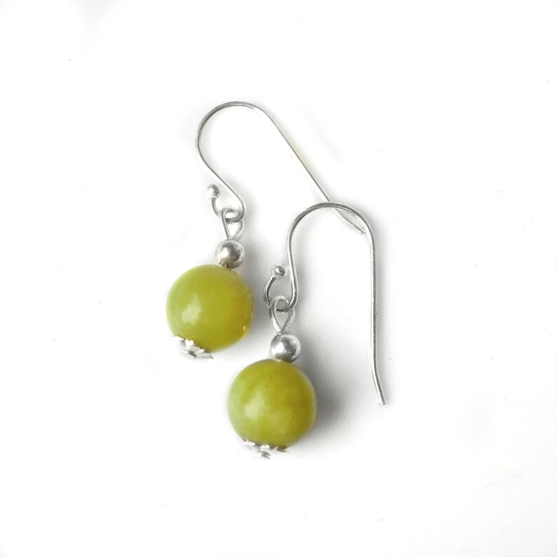 Sterling silver handcrafted earrings Jade earrings dangle green gemstone jewellery