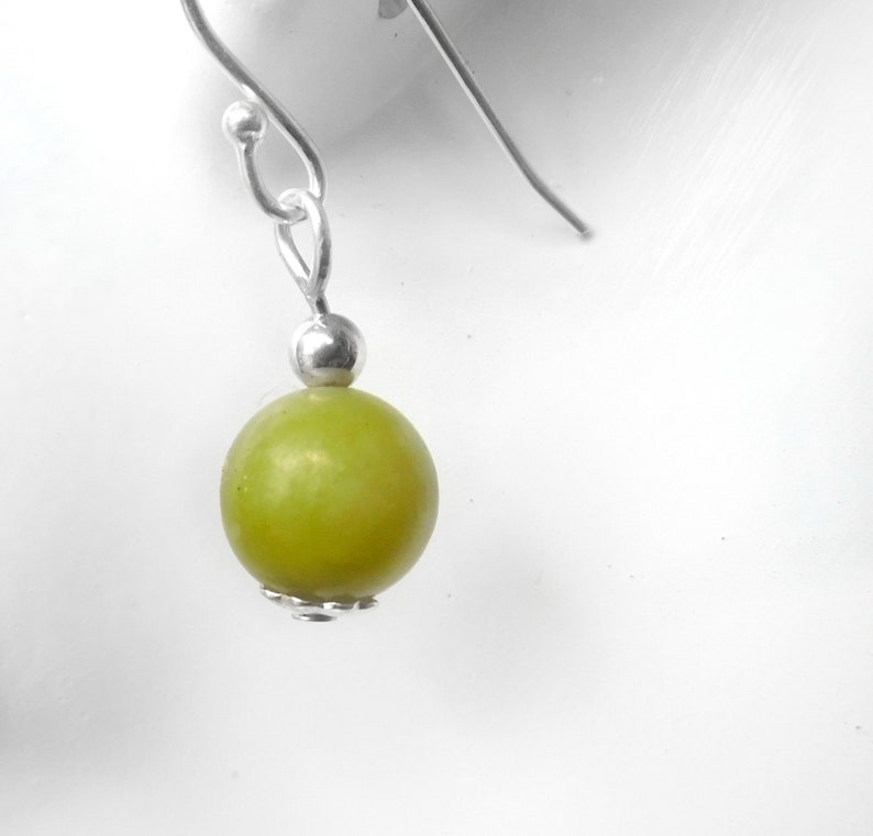 Sterling silver handcrafted earrings Jade earrings dangle green gemstone jewellery