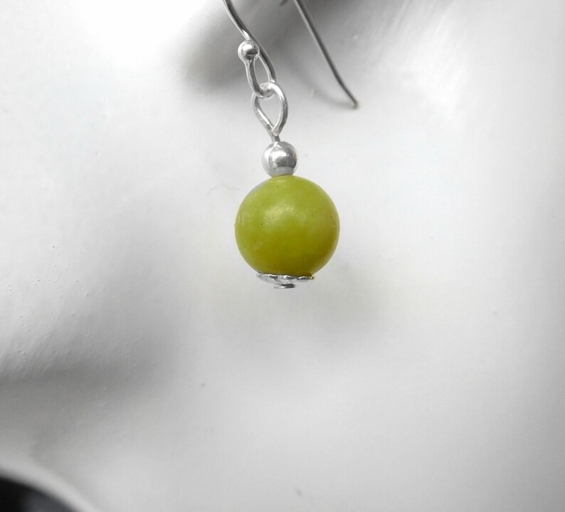 Sterling silver handcrafted earrings Jade earrings dangle green gemstone jewellery