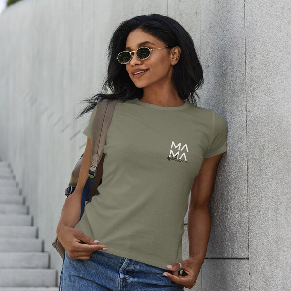 Mama T-Shirt khaki, personalized with name