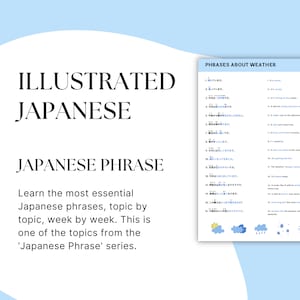 Japanese phrases about weather, basic Japanese, Japanese learning worksheet, Japanese study sheet, practical Japanese, Japanese speaking