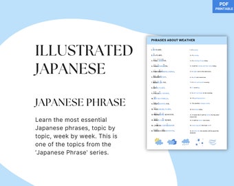 Japanese phrases about weather, basic Japanese, Japanese learning worksheet, Japanese study sheet, practical Japanese, Japanese speaking