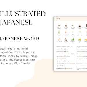 Cafe Japanese, Japanese words, Japanese phrases, basic Japanese, Japanese learning worksheet, Japanese study sheet, Japanese speaking, PDF