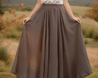 Linen Cotton Renaissance Skirt, Ren Faire Skirt, Cottage Core Skirt Dress, Medieval Renaissance Skirt Dress Costume
