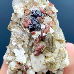 Natural  Red garnet with Mica  black Tourmaline from skardu Pakistan  weight: 111.75  grams