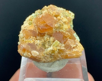 Natural Hessonite Garnet Crystals on Matrix, Skardu Mine, Raw Mineral /   8.52   Grams)