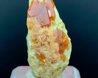 Natural Hessonite Garnet Crystals on Matrix, Skardu Mine, Raw Mineral 6  Grams)