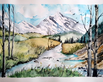 Aquarelle "Panoramax" Oeuvre originale