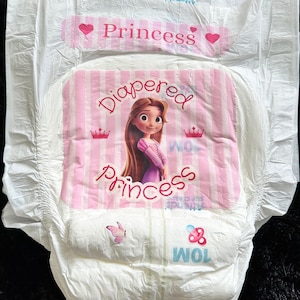 Cuddles Adult Pampers ABDL Adult Baby Diaper Nappy - Cuddles Princess - Diapered Princess Size Medium & Size Large