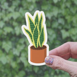 Snake Plant Sticker: Hand-Drawn Matte Vinyl Houseplant Decal
