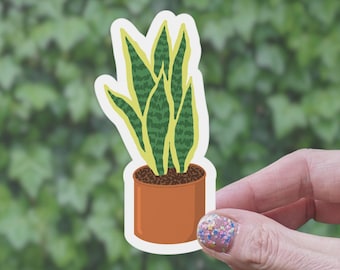 Snake Plant Sticker: Hand-Drawn Matte Vinyl Houseplant Decal