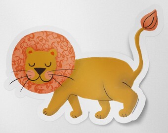 Wild Adventures Friendly Lion Glossy Vinyl Waterproof Sticker | Stationery Art | Die Cut Sticker Decal