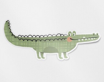 Wild Adventures Crocodile Glossy Vinyl Waterproof Sticker | Stationery Art | Die Cut Sticker Decal