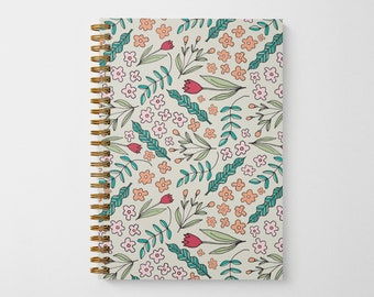 Doodle Floral Spiral Bound Notebook with Lined Sheets