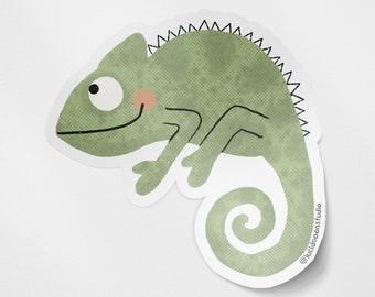 Wild Adventures Chameleon Glossy Vinyl Waterproof Sticker | Stationery Art | Die Cut Sticker Decal