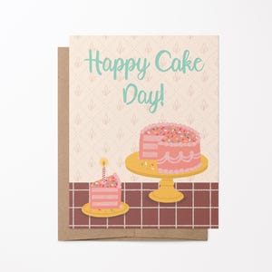 Happy Birthday Card | Retro Birthday Cake Card, For Her Birthday, Friend Birthday Card, Cute Card for Mom Birthday, Birthday Card Hand Drawn