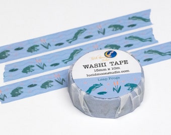 Leap Frog Washi Tape | Journal Washi Tape, Planner Washi Tape, Cute Masking Tape, Frog Washi Tape, Cute Washi Tape, Nature Washi Tape, Washi