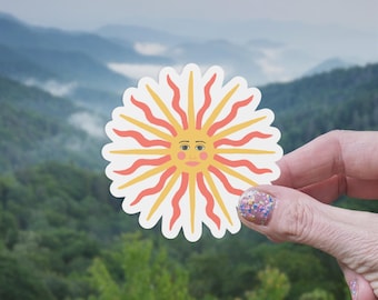 Sun Matte Vinyl Sticker | Sun Vinyl Sticker, Celestial Sun Sticker, Vinyl Sun Sticker, Nature Sticker, Sun Moon Sticker, Sunshine Sticker