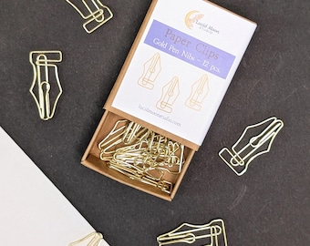 Gold Pen Nib Paper Clips: Stationery, Journal, Planner, Letter Writing Accessories