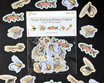 Fly Fishing Sticker Flakes | Mini Vinyl Stickers, Outdoors Journal, Planner Decor, Fishing Gift