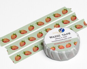 Strawberry Fields Washi Tape: Watercolor Strawberry Design