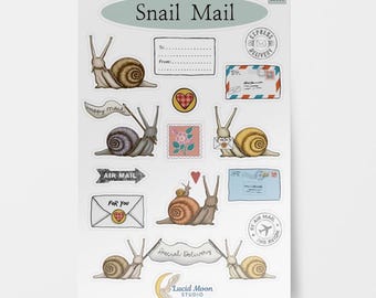 Snail Mail Sticker Sheet: Hand-Drawn Vinyl Stickers
