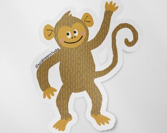 Wild Adventures Monkey Glossy Vinyl Waterproof Sticker | Stationery Art | Die Cut Sticker Decal