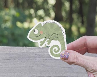 Wild Adventures Chameleon Glossy Sticker | Chameleon Sticker, Jungle Sticker, Cute Sticker, Cute Animal Sticker
