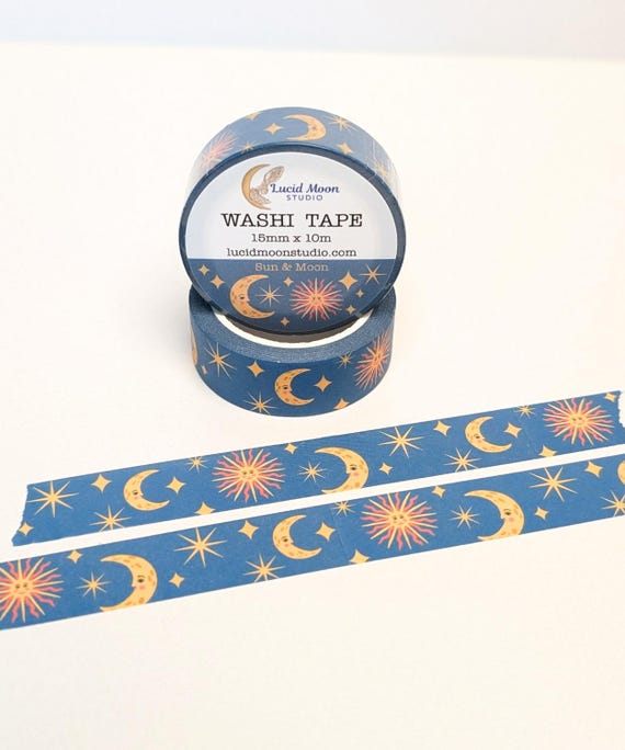 Sun Moon Washi Tape | Celestial Journal Tape, Pen Pal Happy Mail, Witchy Stationery, Moon Lover Gift