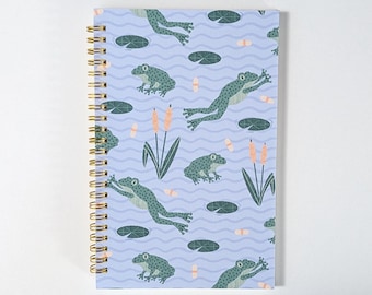 Leaping Frogs Lined Notebook: Hand-Illustrated Frog Lover Gift