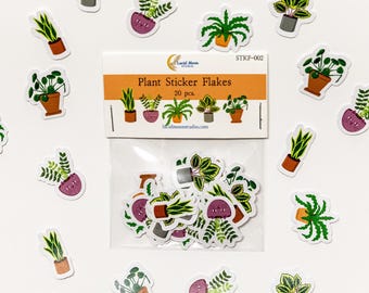 Houseplant Sticker Flakes | Mini Matte Vinyl Stickers, Journal Planner