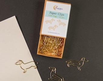Boxed Gold Dogs Paper Clips: 12 Count, Binder, Office, Desk Coquette, Accessory, Organization, Gift for Dog Lover, Stationery Lover