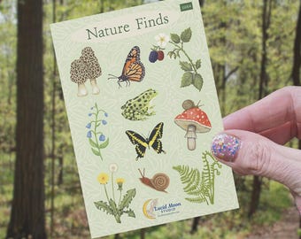 Nature Finds Sticker Sheet: Hand-Drawn Vinyl Stickers