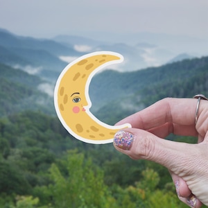 Man in the Moon Sticker: Matte Vinyl Celestial Decal