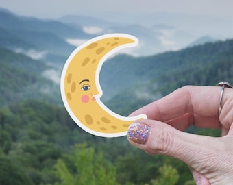 Man in the Moon Sticker: Matte Vinyl Celestial Decal