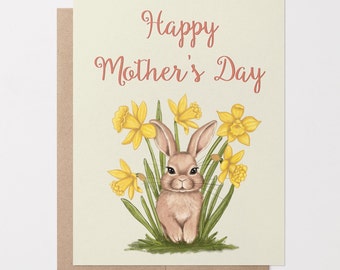 Mother's Day Bunny in Daffodils Greeting Card