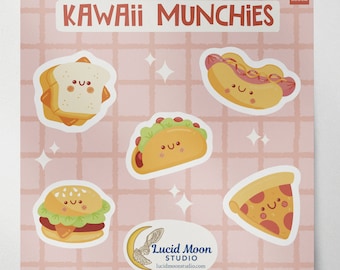 Kawaii Munchies Sticker Sheet | Planner Stickers, Cute Stickers, Kawaii Sticker Sheet, Fun Stickers